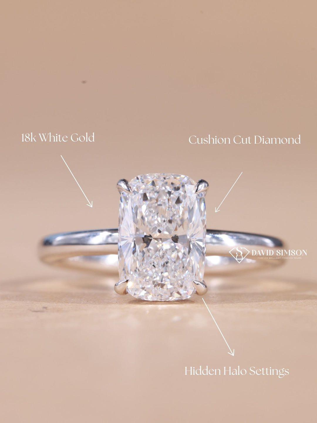 3.0CT-4.0CT Elongated Cushion Cut Moissanite Diamond Hidden Halo Engagement Ring