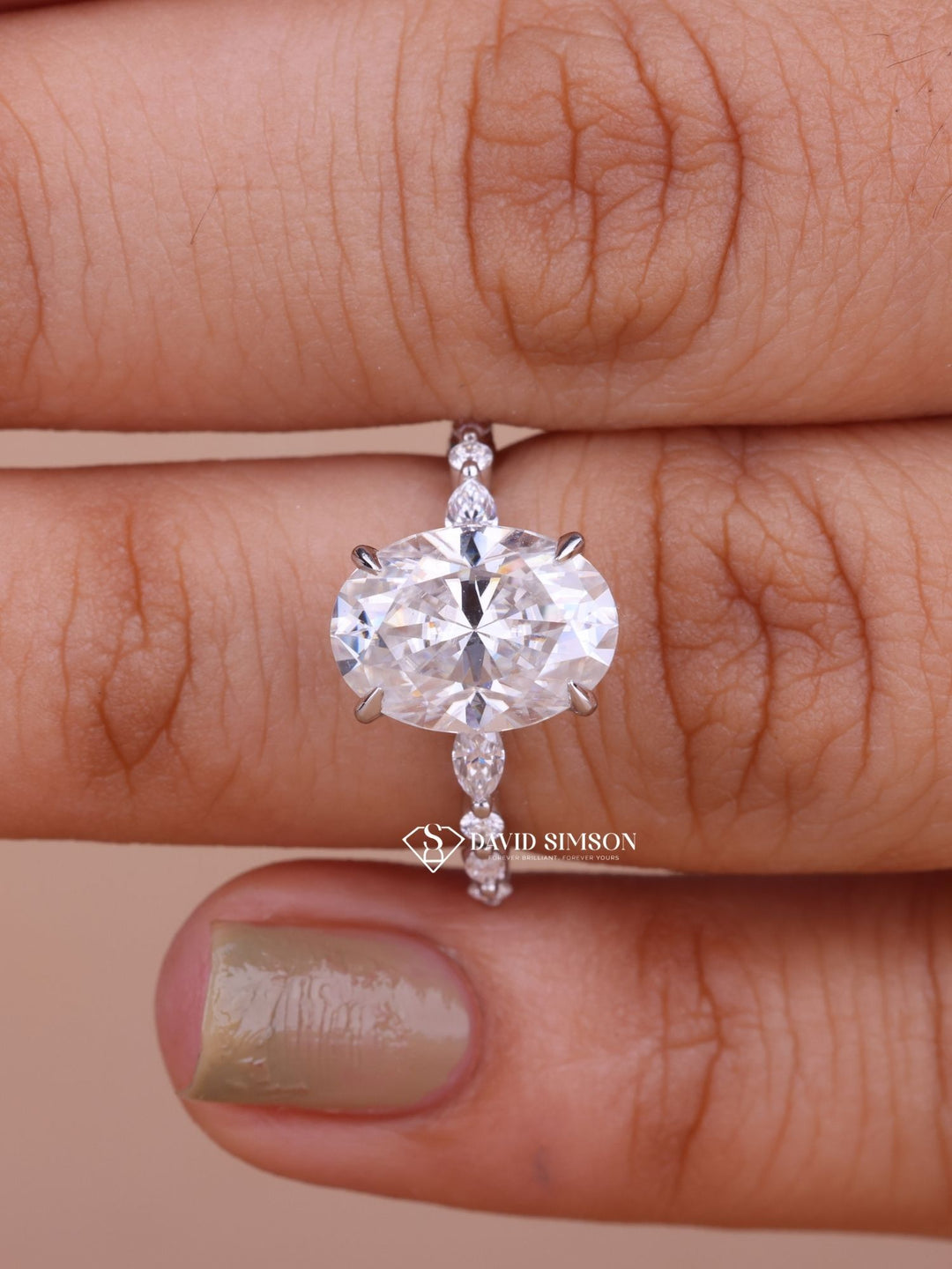 3.0CT-4.0CT Oval Cut Moissanite Hidden Halo & Pave Diamond Engagement Ring