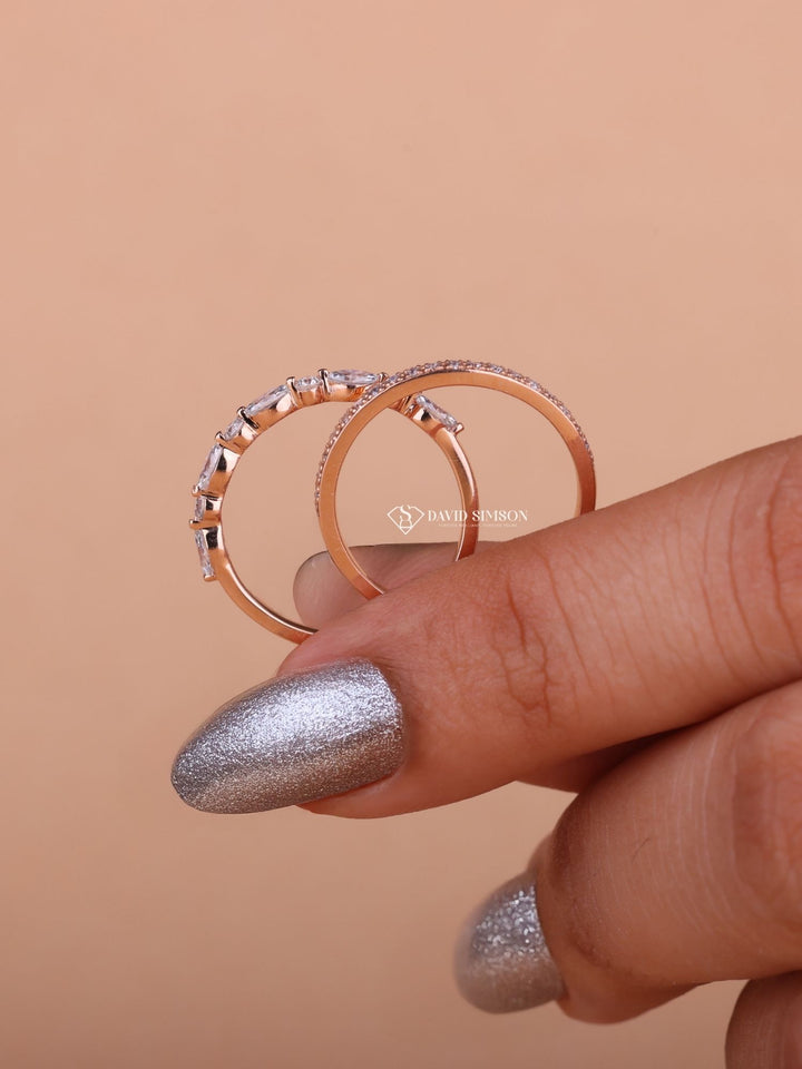 Round Cut Moissanite Diamond Half Eternity Wedding Band for Her