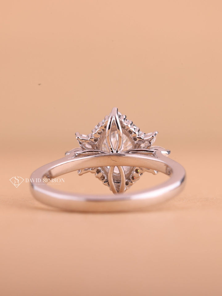 2.0CT-3.0CT Oval Cut Moissanite Diamond Cluster Engagement Ring