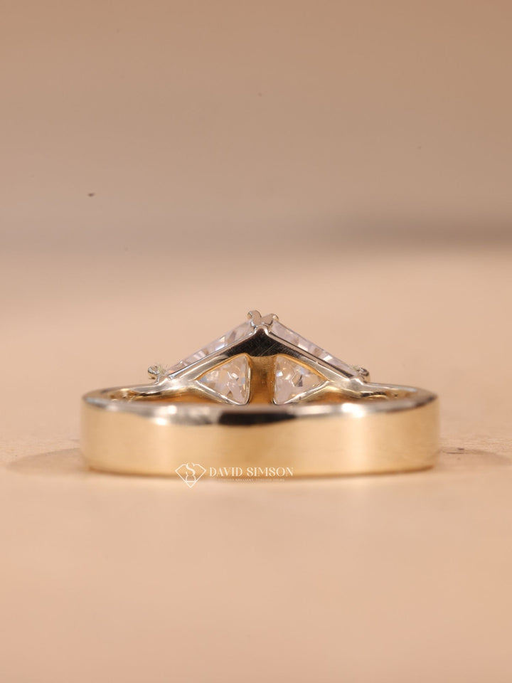 0.50CT Trillion Cut Moissanite Diamond Two Stone Engagement Ring