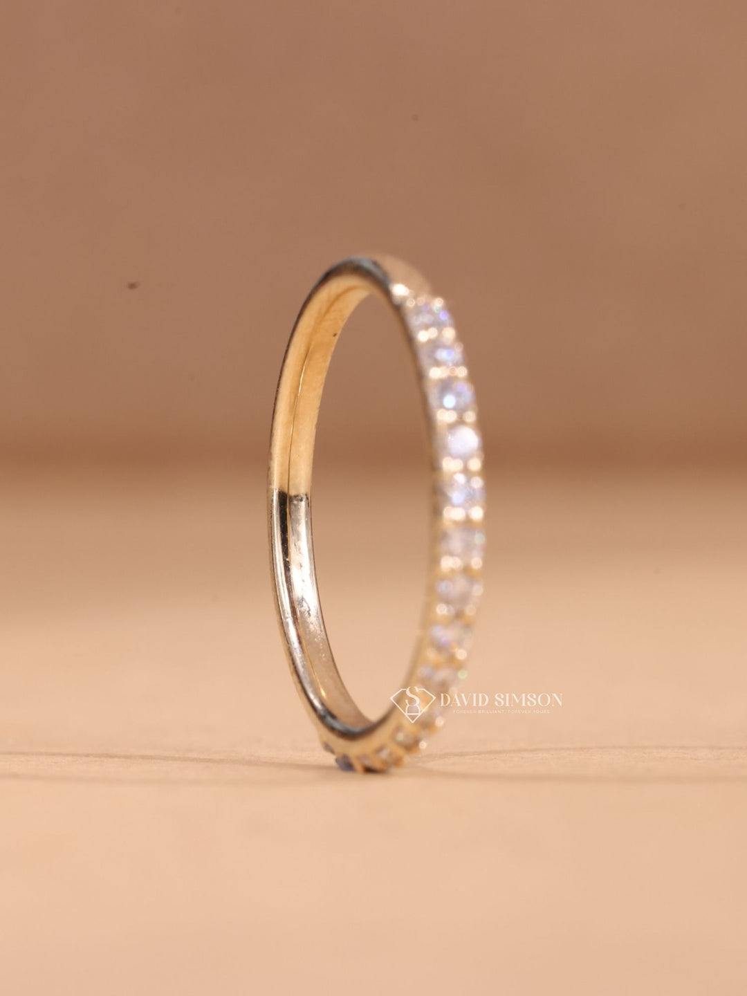 Round Cut Moissanite Diamond Stacking Half Eternity Wedding Band