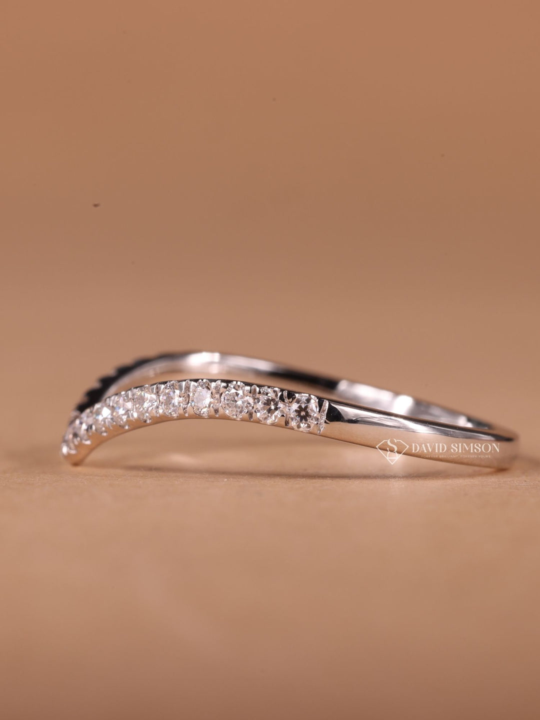 Round Cut Moissanite Diamond Curved Wedding Band