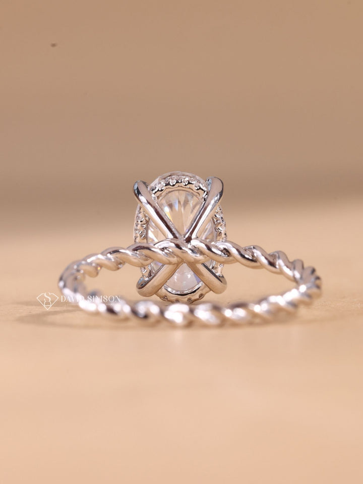1.50CT-2.50CT Oval Cut Diamond Moissanite Braided Engagement Ring