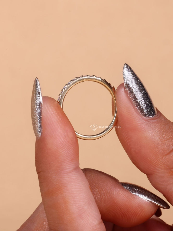 Round Cut Moissanite Diamond Stacking Half Eternity Wedding Band