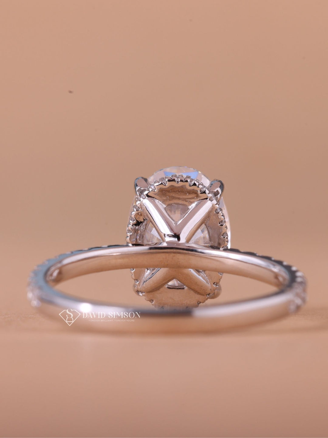 2.0CT-3.0CT Oval Cut Moissanite Diamond Hidden Halo Engagement Ring