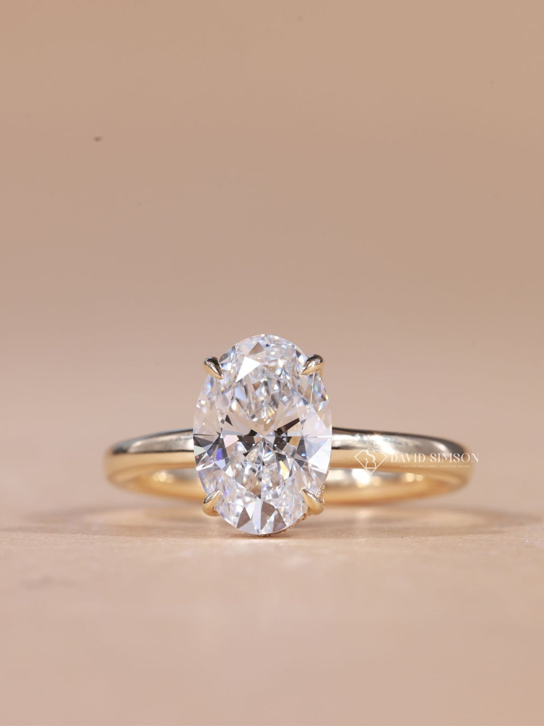 2.50CT-3.50CT Oval Cut Moissanite Hidden Halo Diamond Engagement Ring