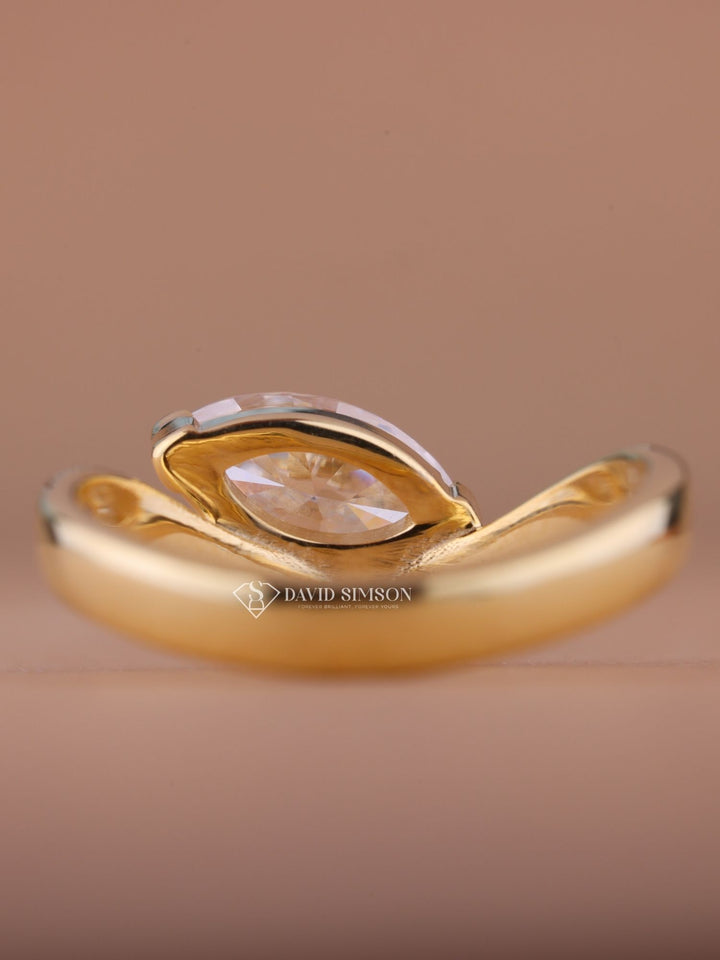 1.50CT-3.50CT Marquise Cut Moissanite East West Wave set Engagement Ring