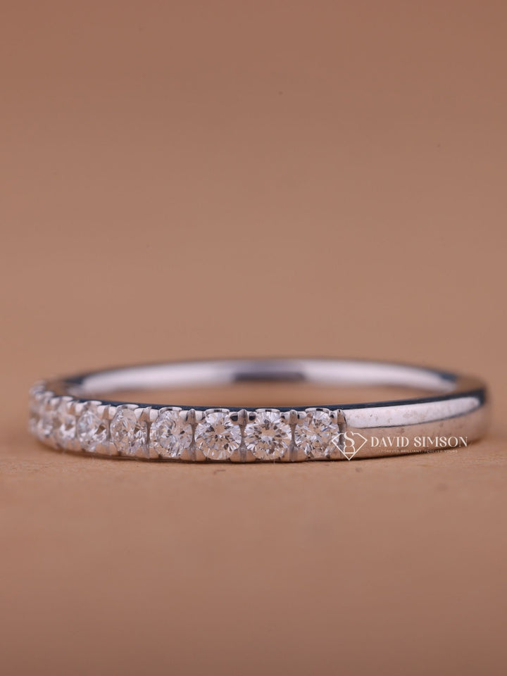 Round Cut Moissanite Half Eternity Diamond Wedding Band