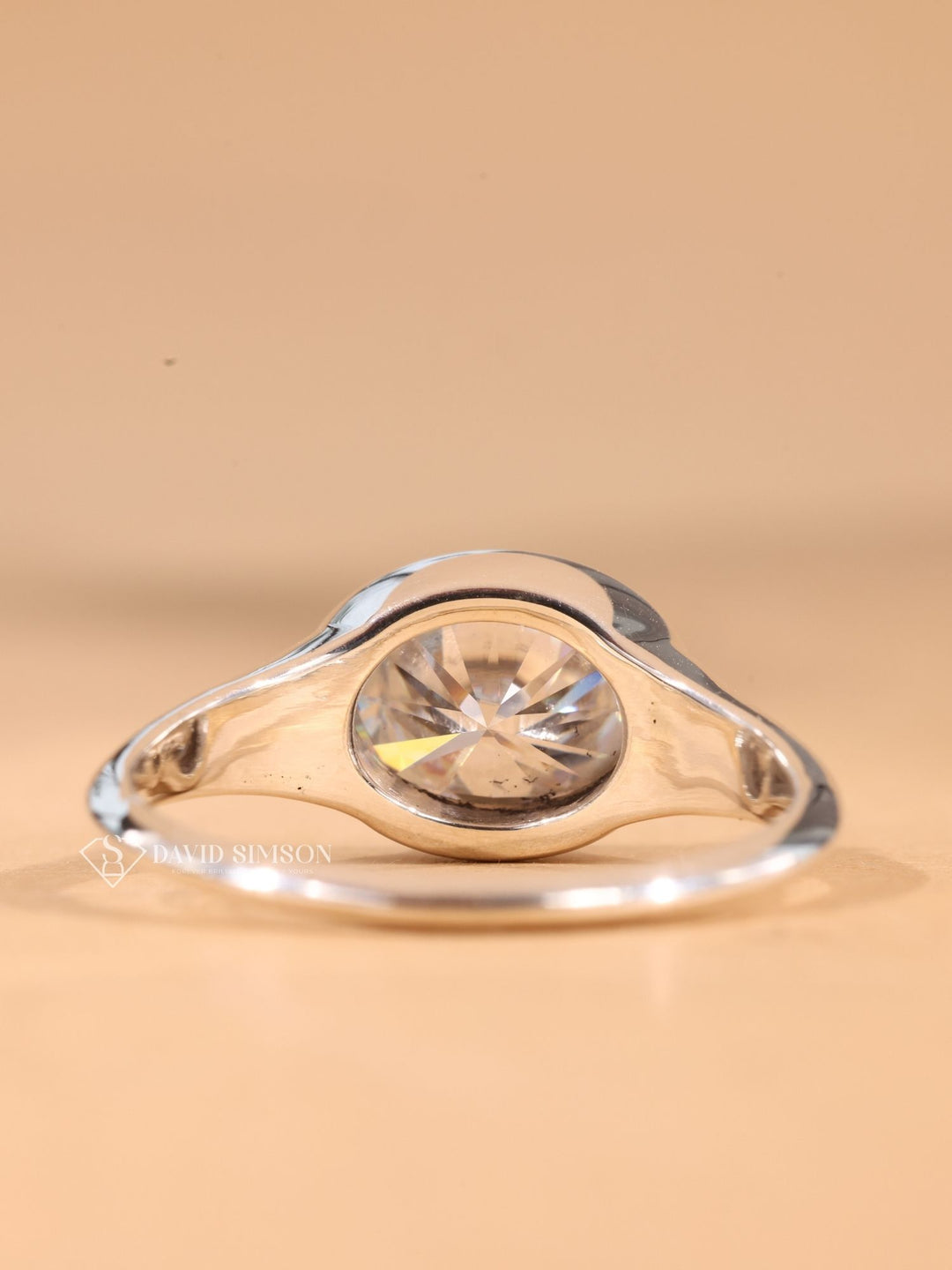 5.0CT-6.0CT Bezel Set Oval Cut Moissanite Diamond Engagement Ring