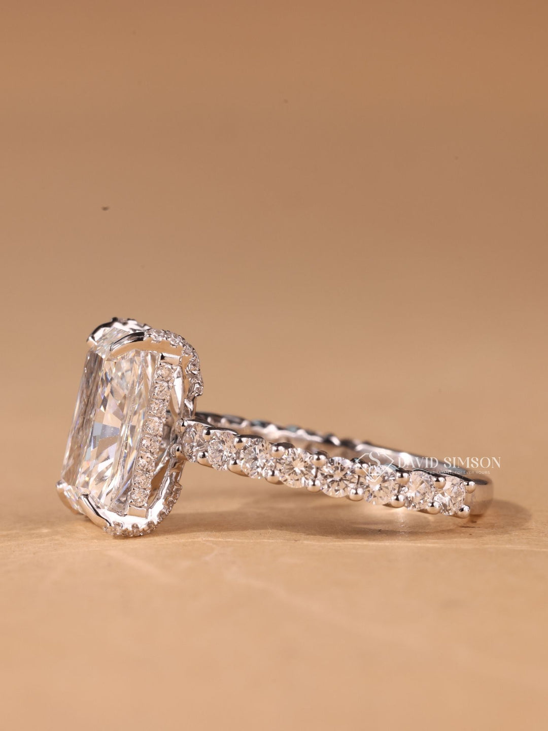 3.50CT-4.50CT Radiant Cut Moissanite Diamond Hidden Halo Engagement Ring