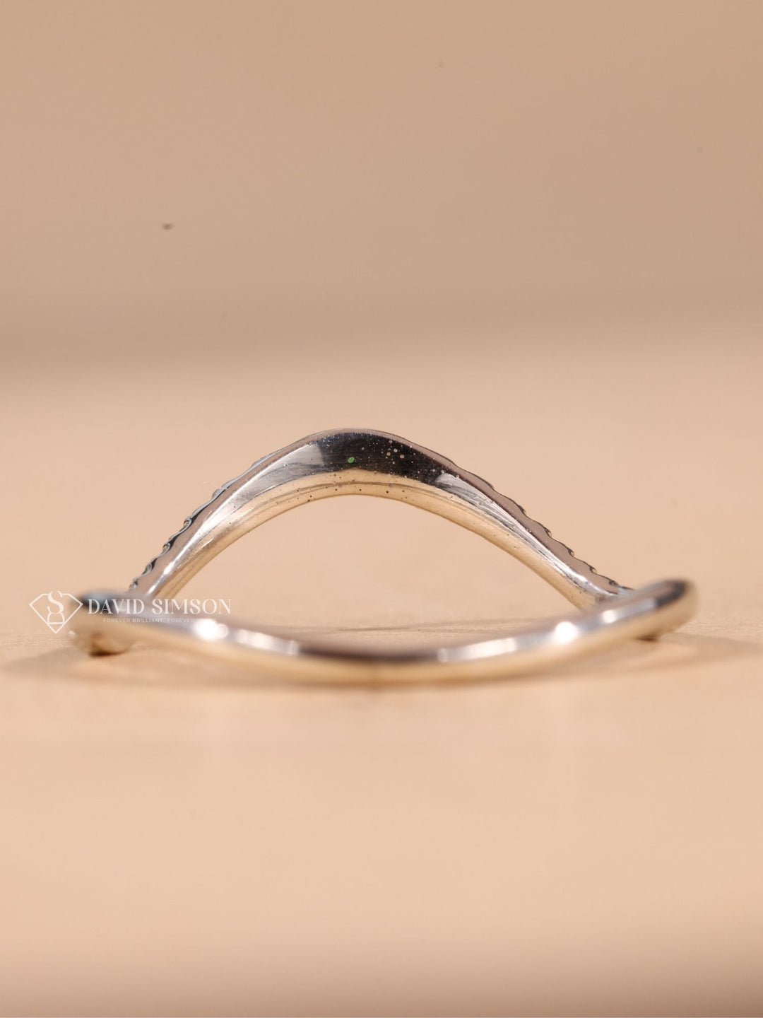 Green Round Cut Moissanite Diamond Curved Half Eternity Wedding Band