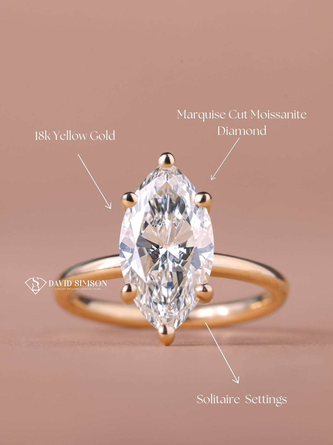 2.50CT-3.50CT Marquise Cut Moissanite Diamond Solitaire Engagement Ring