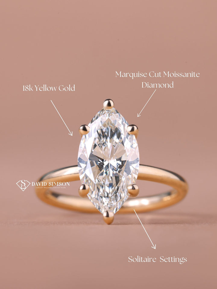 2.50CT-3.50CT Marquise Cut Moissanite Diamond Solitaire Engagement Ring