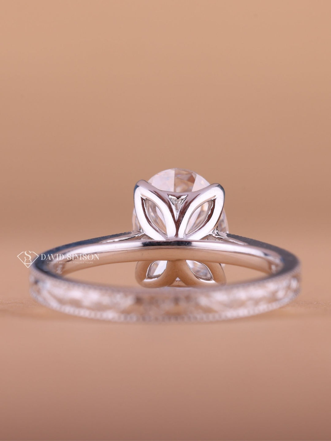 2.0CT-3.0CT Oval Cut Moissanite Vintage Milgrain Pave Diamond Engagement Ring