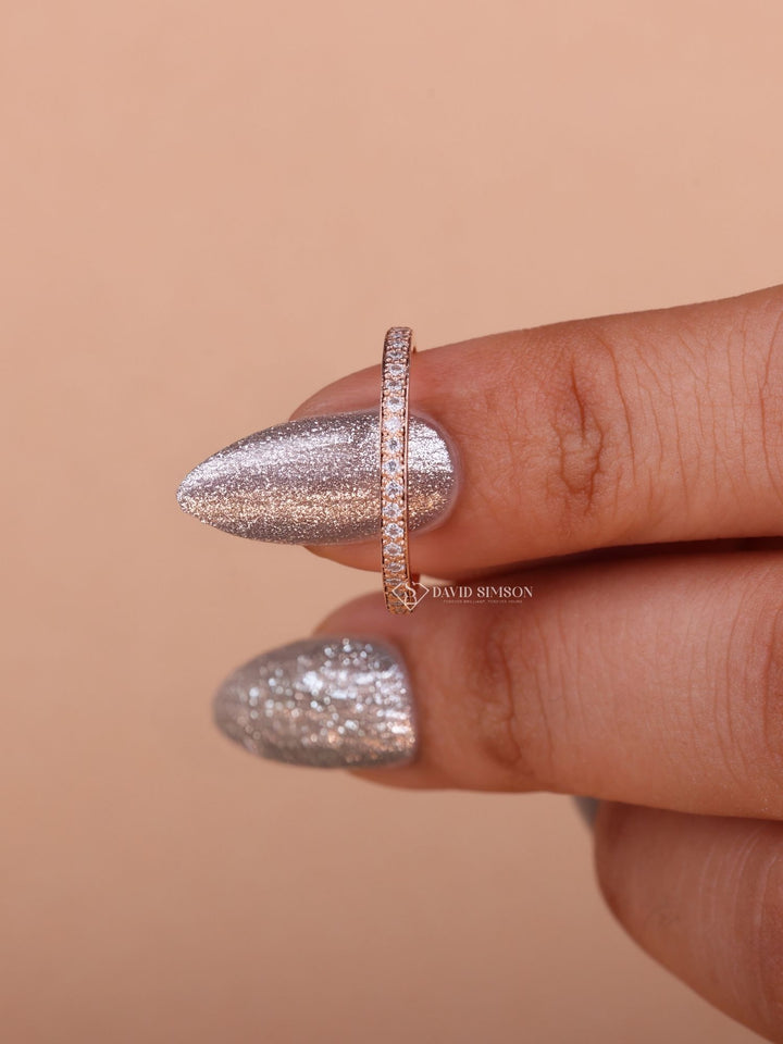 Round Cut Moissanite Diamond Half Eternity Wedding Band for Her