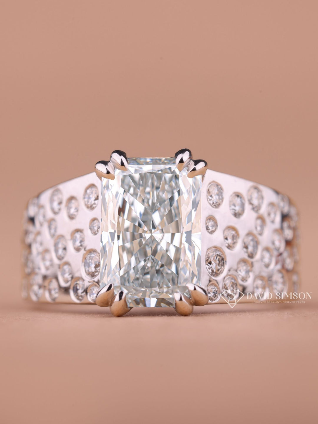 Radiant Cut Moissanite Diamond Flush Set Men's Wedding Ring