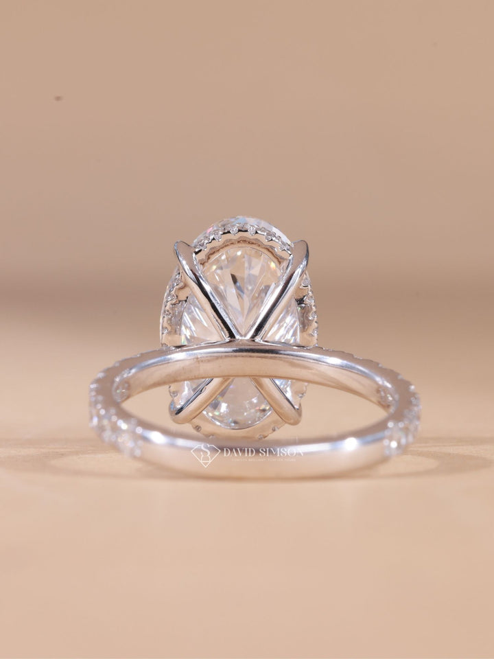 5.0CT-7.0CT Oval Cut Moissanite Diamond Hidden Halo Engagement Ring