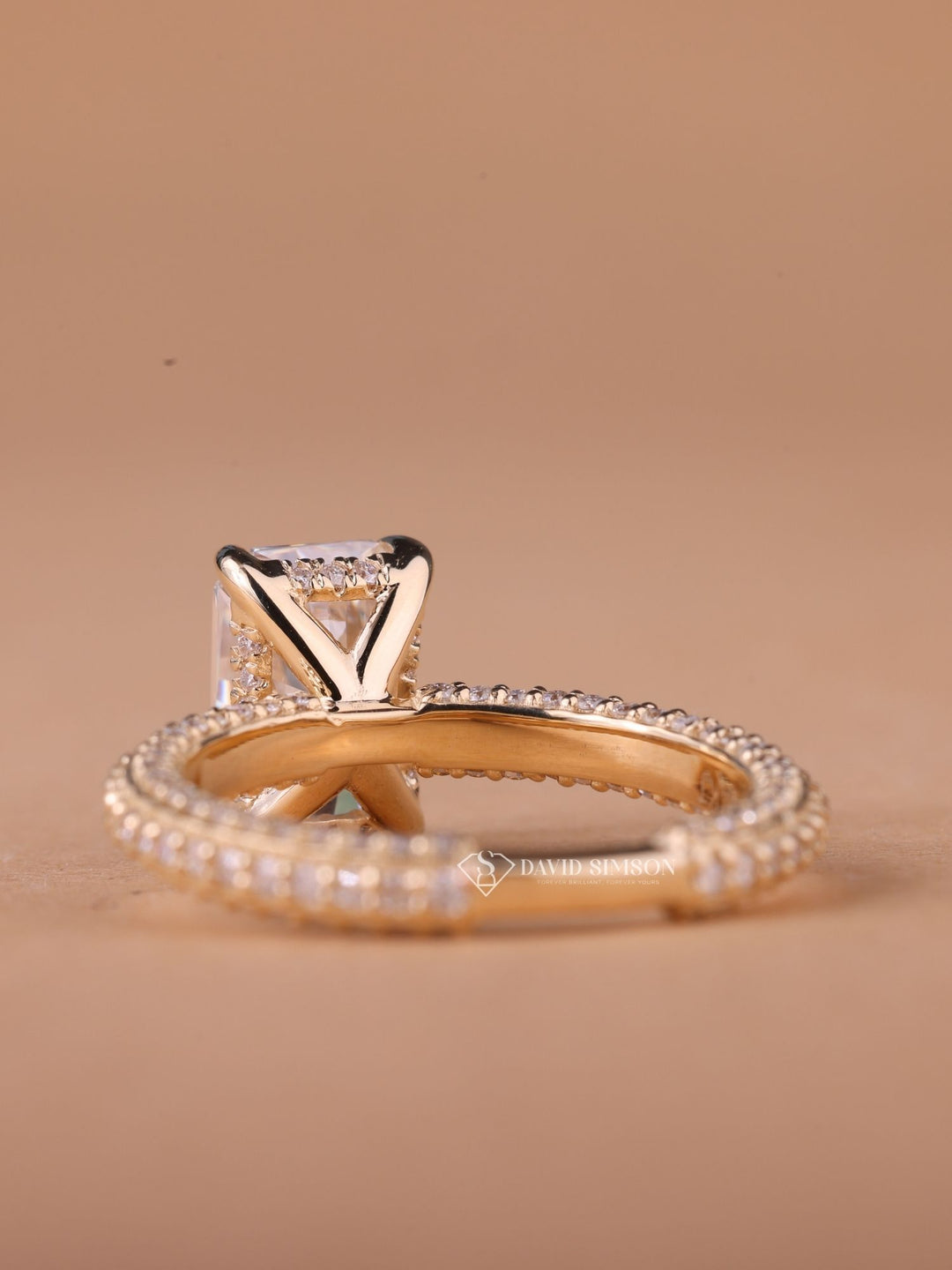 2.0CT-3.0CT Radiant Cut Moissanite Micro Pave Diamond Engagement Ring