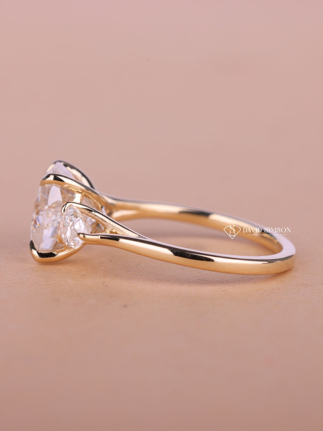 2.50CT-3.50CT Cushion Cut Moissanite Diamond Trilogy Engagement Ring