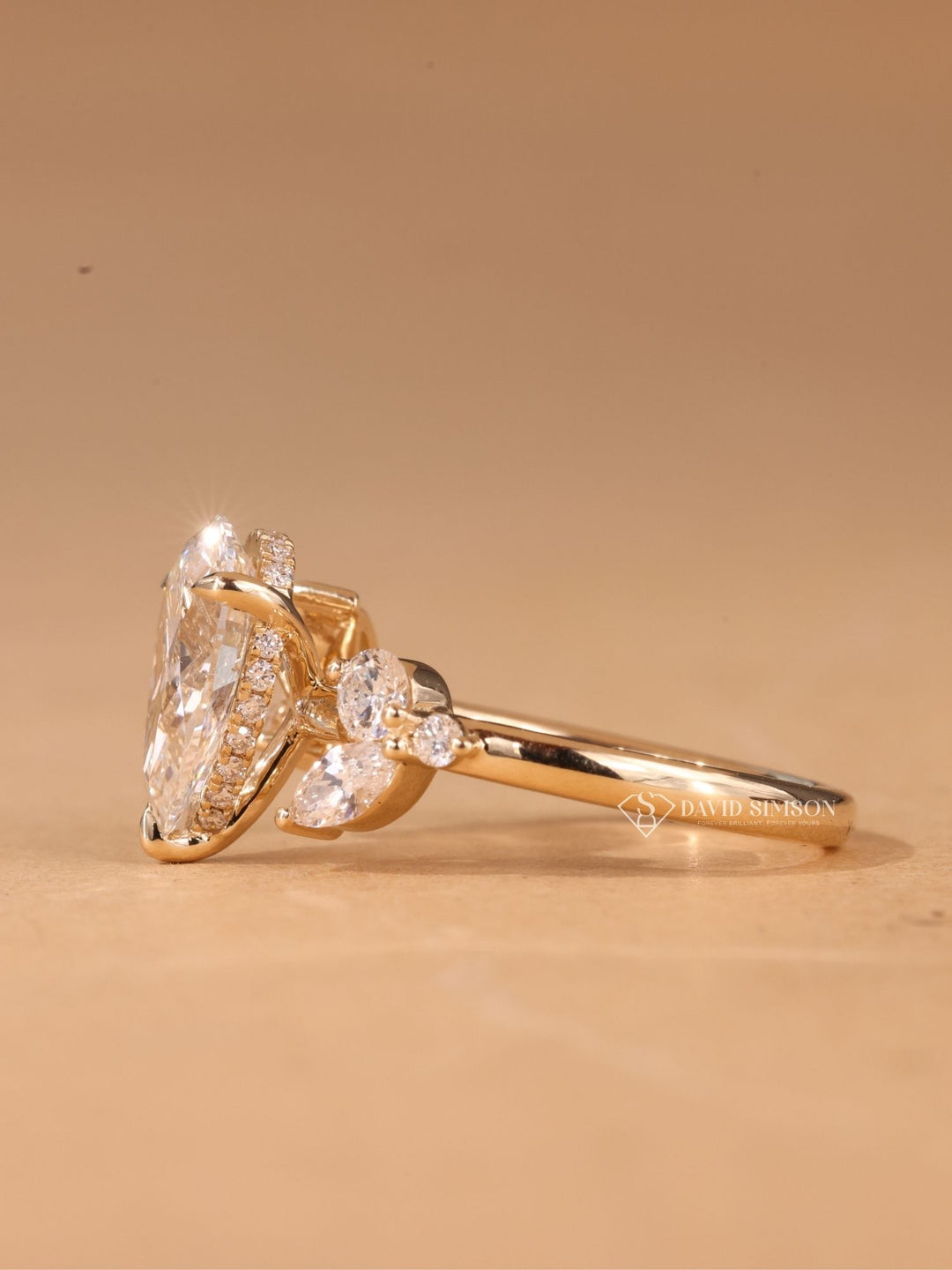 3.0CT-4.0CT Pear Cut Moissanite Diamond Nature Inspired Engagement Ring