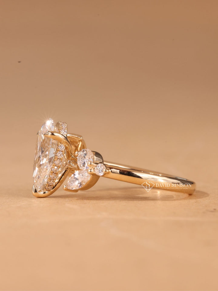 3.0CT-4.0CT Pear Cut Moissanite Diamond Nature Inspired Engagement Ring