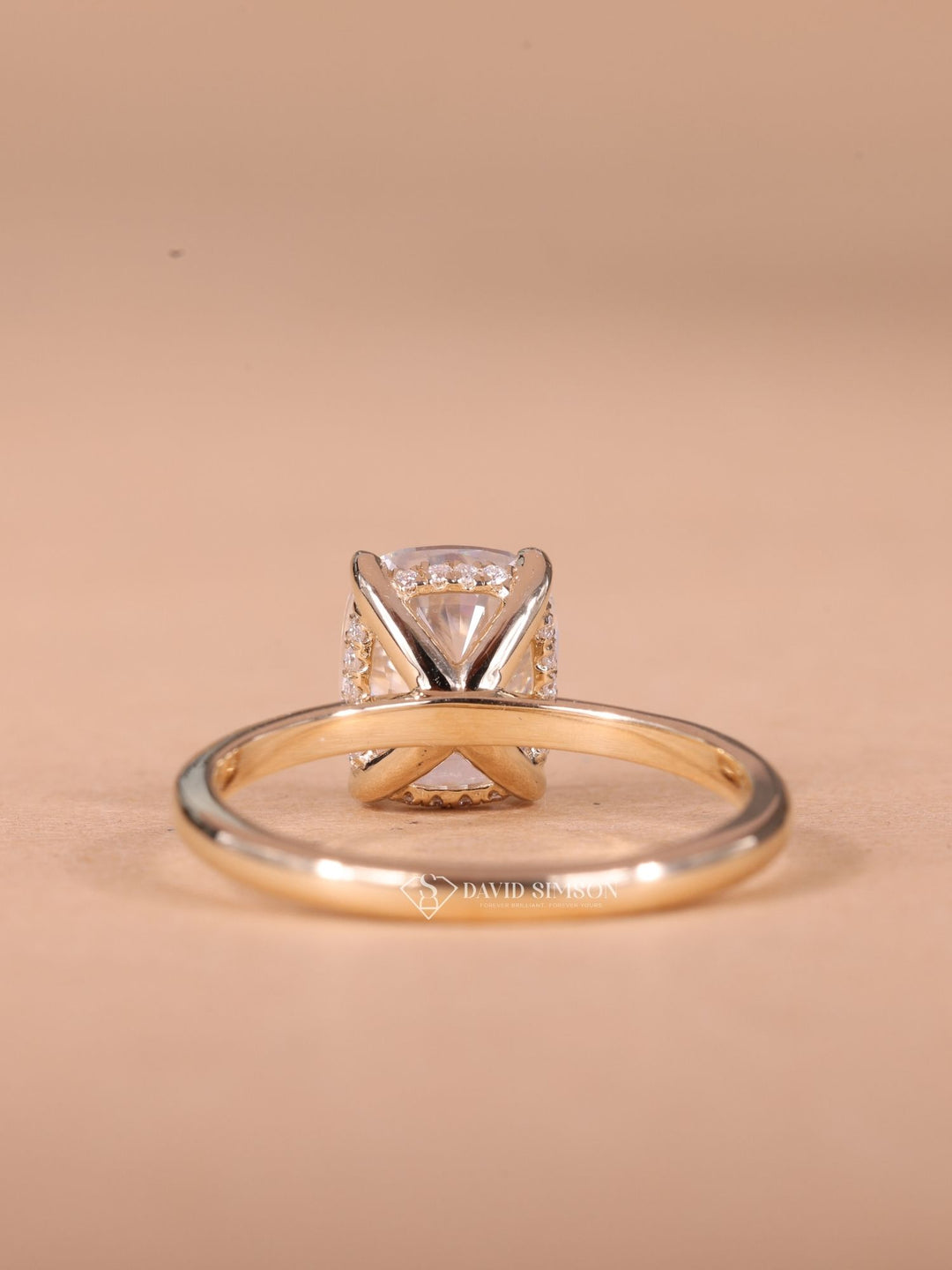 2.50CT-3.50CT Cushion Cut Moissanite Hidden Halo Diamond Engagement Ring