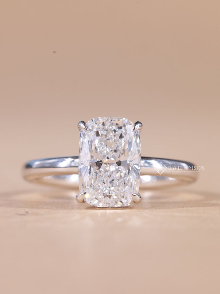 3.0CT-4.0CT Elongated Cushion Cut Moissanite Diamond Hidden Halo Engagement Ring