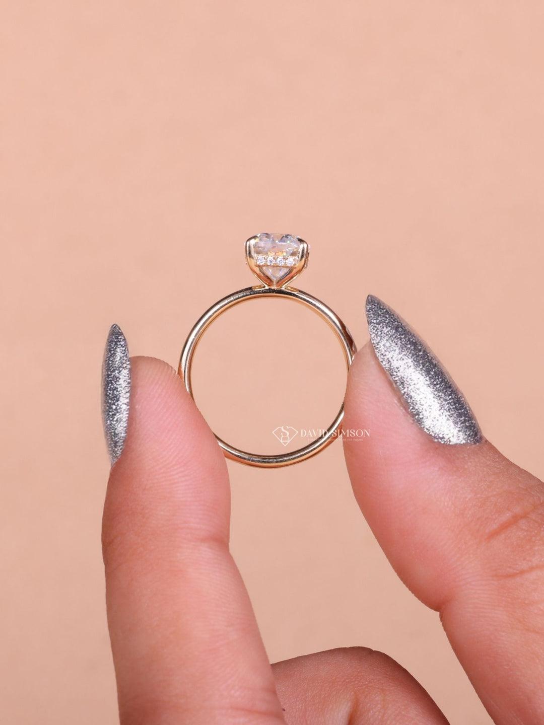 2.0CT-4.0CT Cushion Cut Moissanite Diamond Hidden Halo Engagement Ring