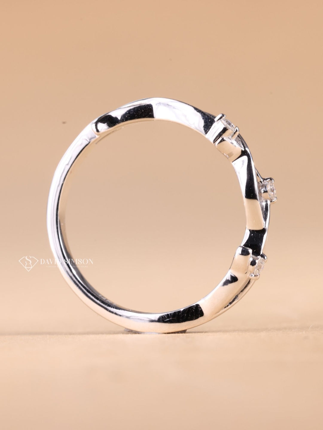 Round Cut Moissanite Diamond Twig Wedding Band