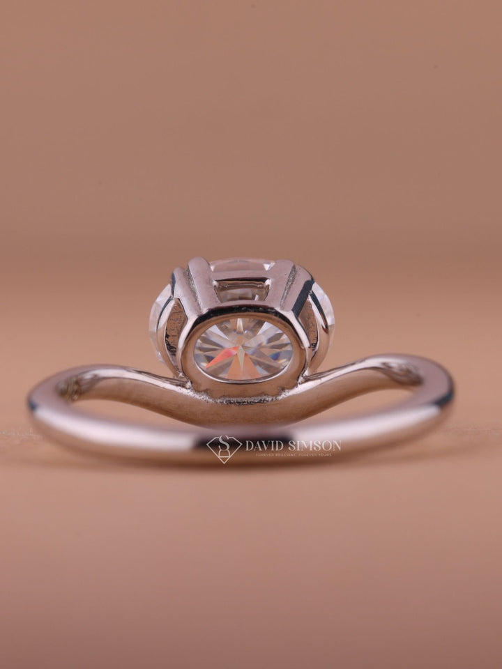 3.50CT-4.50CT Oval Cut Moissanite Curved Wave Diamond Engagement Ring