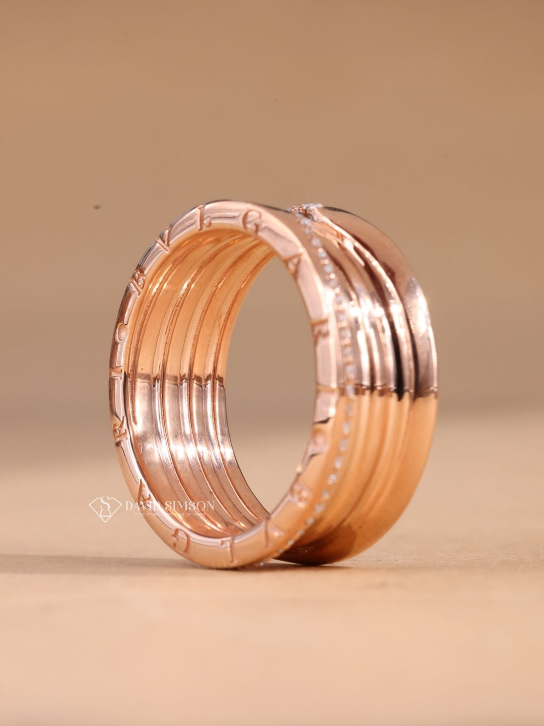 Round Cut Moissanite Diamond Rose Gold Wedding Band