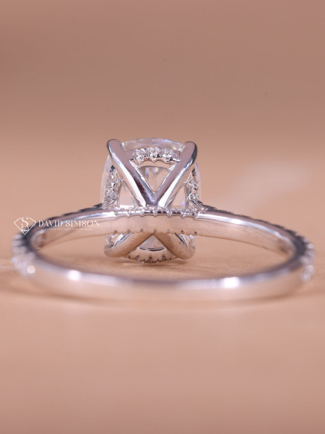 2.50CT-3.50CT Cushion Cut Moissanite Hidden Halo & Pave Diamond Engagement Ring