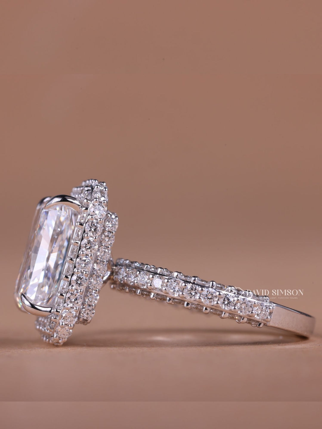 3.0CT-4.0CT Radiant Cut Moissanite Double Halo Diamond Engagement Ring