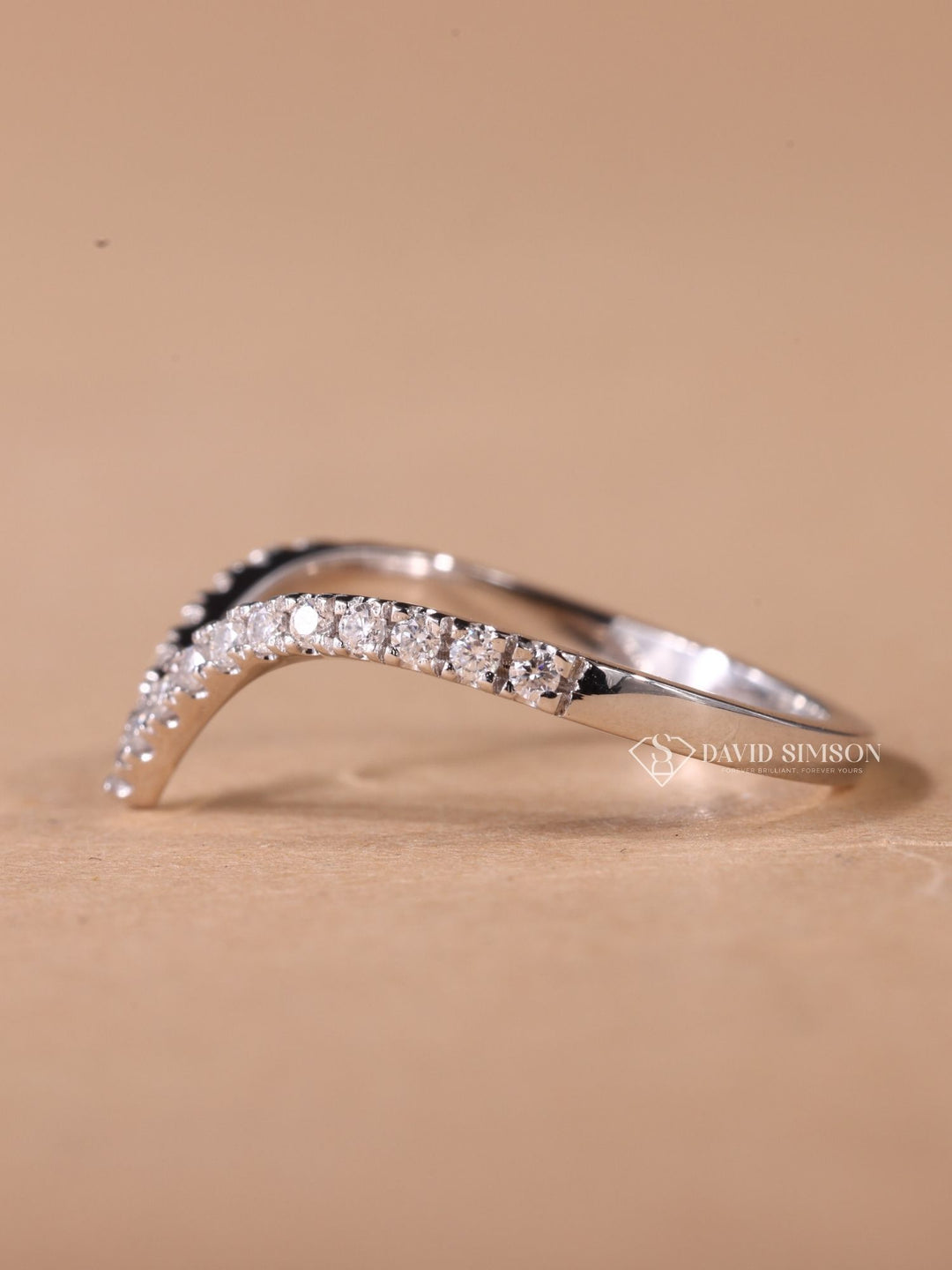Round Cut Moissanite Diamond Curved Wedding Band
