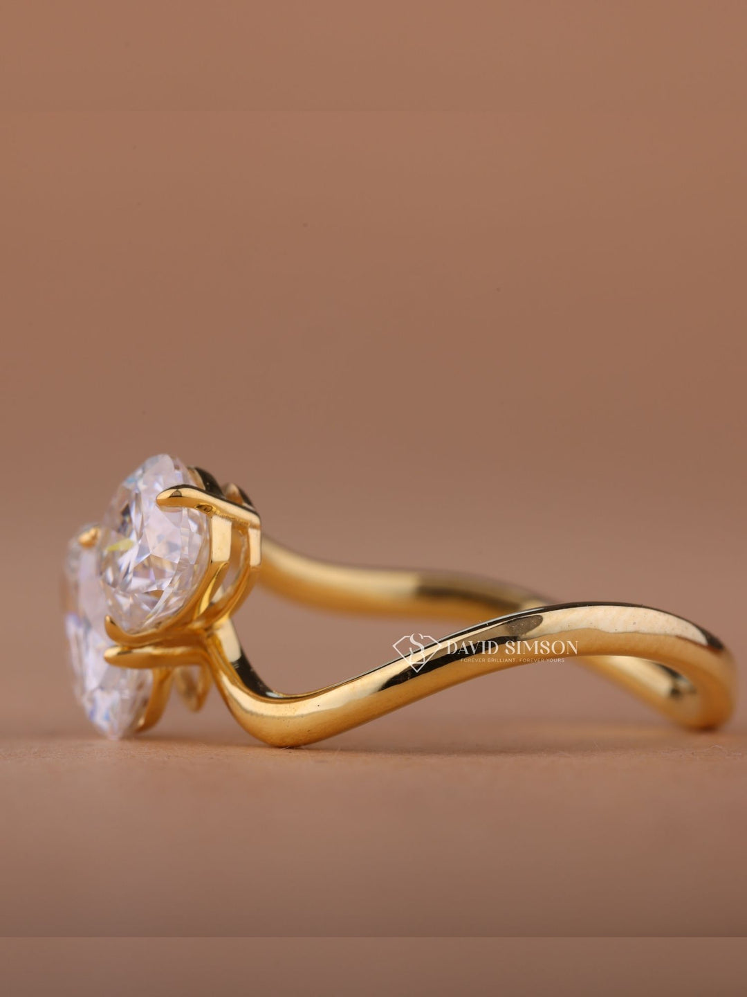 1.0CT Cushion & 2.0CT Oval Cut Moissanite Diamond Toi et Moi Engagement Ring