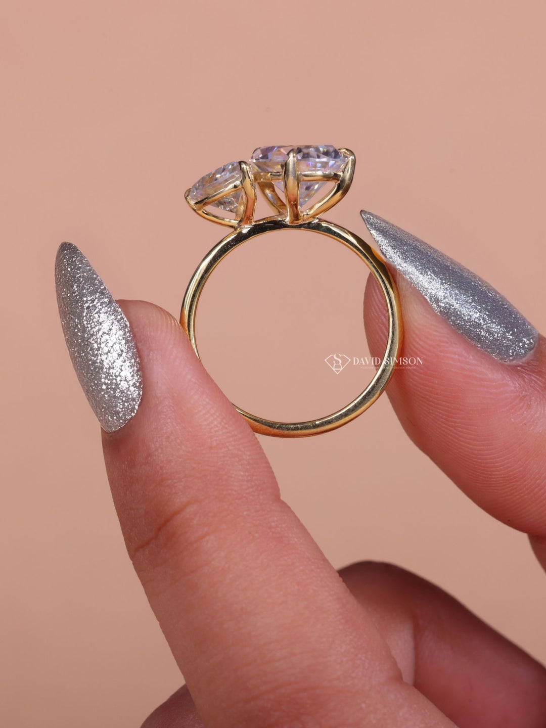 2.50CT Pear Cut Moissanite Diamond Toi et Moi Engagement Ring for Her