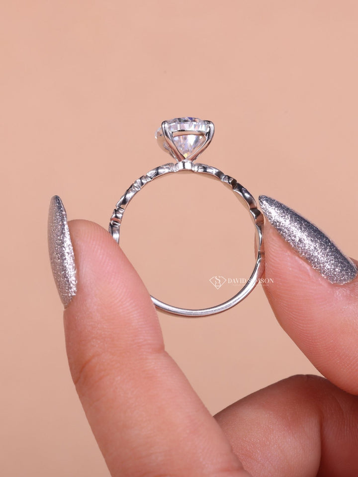 2.0CT-3.0CT Pear Cut Moissanite Vintage Pave Diamond Engagement Ring