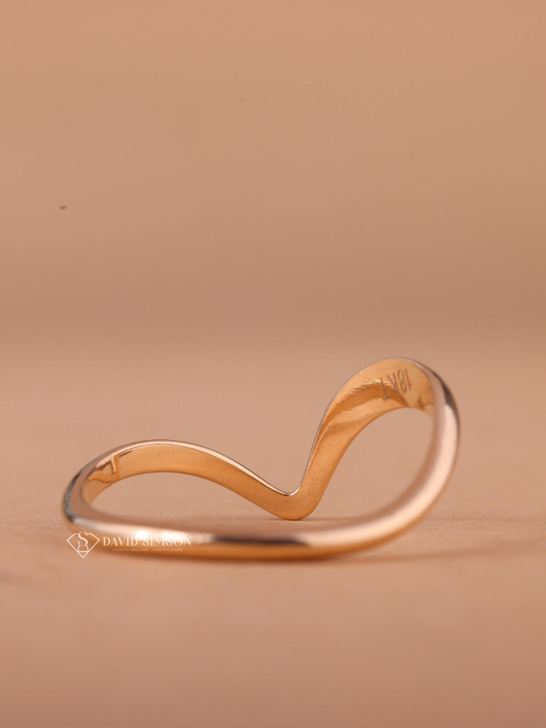 18K Solid Yellow Gold Curved Shape Stacking Wedding Band