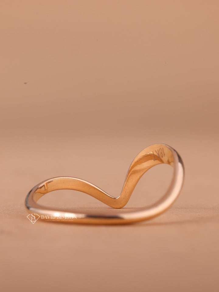 18K Solid Yellow Gold Curved Shape Stacking Wedding Band