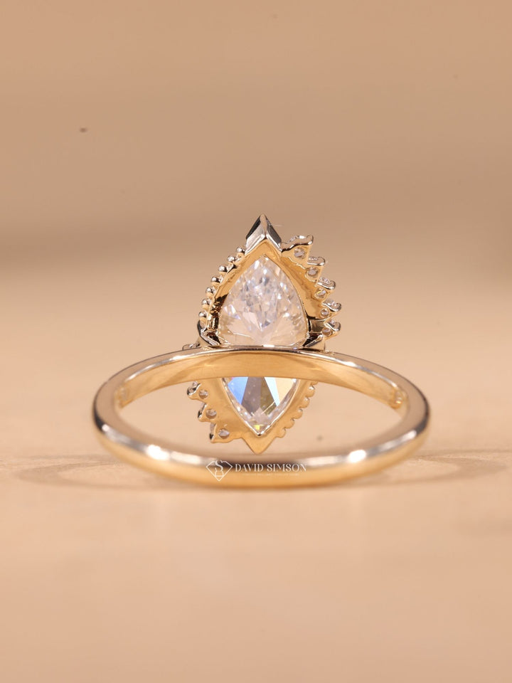 2.0CT-3.0CT Marquise Cut Moissanite Vintage Cluster Diamond Engagement Ring