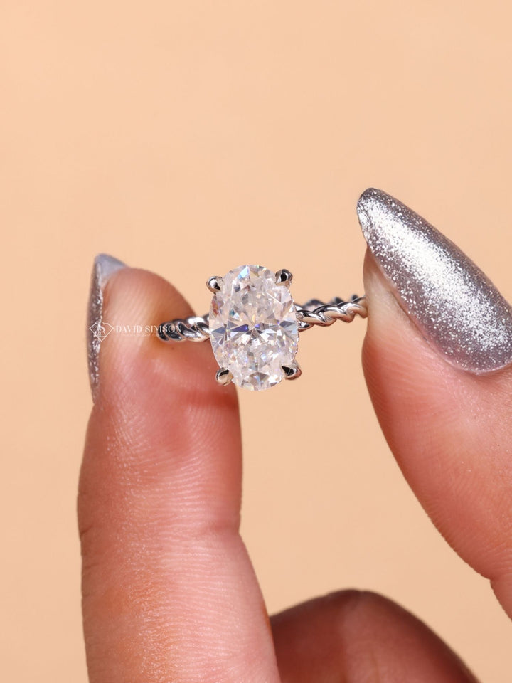 1.50CT-2.50CT Oval Cut Diamond Moissanite Braided Engagement Ring