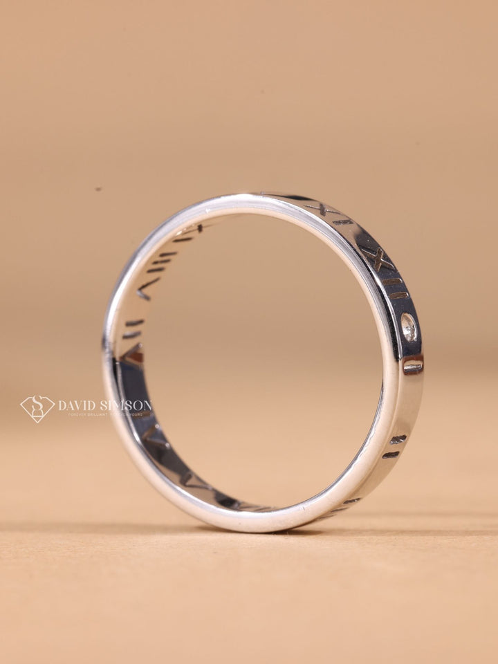 Round Cut Moissanite Diamond Plain White Gold Men's Wedding Ring