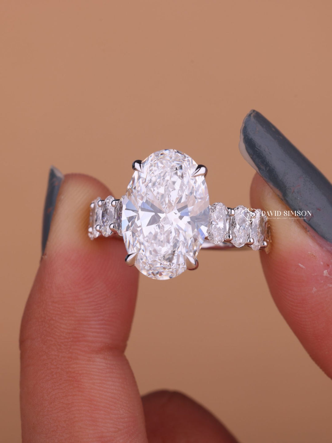 5.0CT-7.0CT Oval Cut Moissanite Hidden Halo & Pave Diamond Engagement Ring