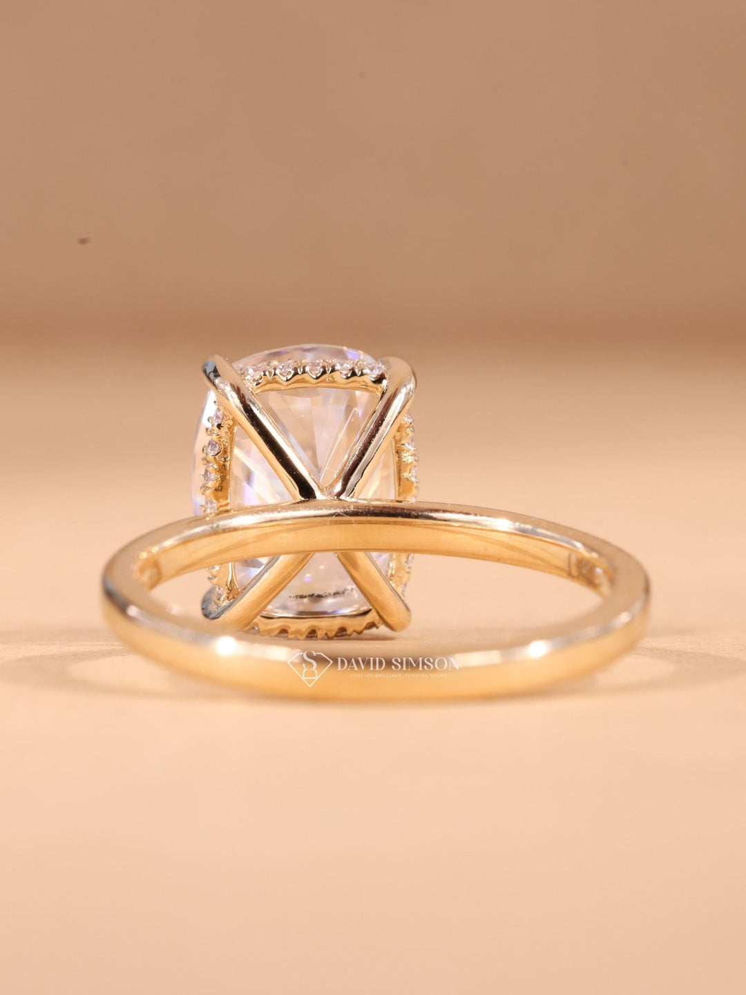 2.0CT-3.0CT Elongated Cushion Cut Diamond Hidden Halo Engagement Ring