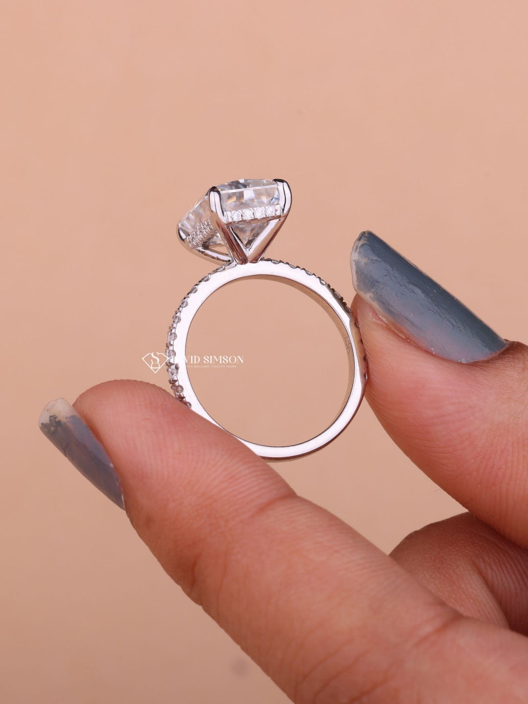 3.50CT-4.50CT Radiant Cut Moissanite Hidden Halo Diamond Engagement Ring