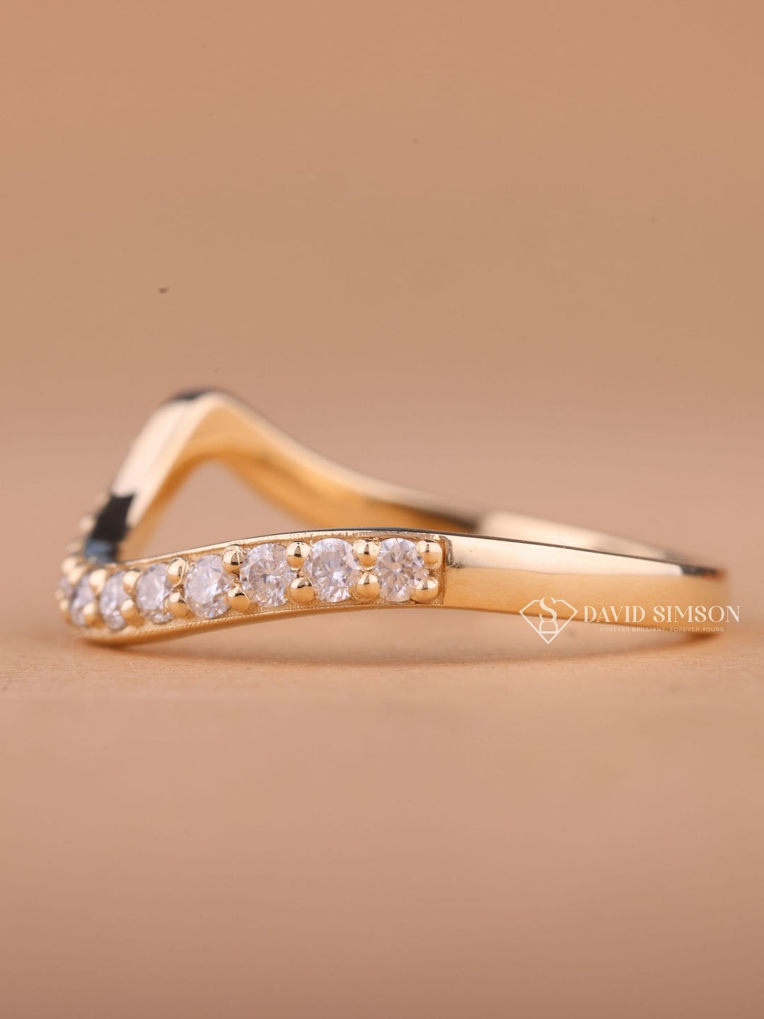 Round Cut Moissanite Diamond Half Eternity Waves Wedding Band