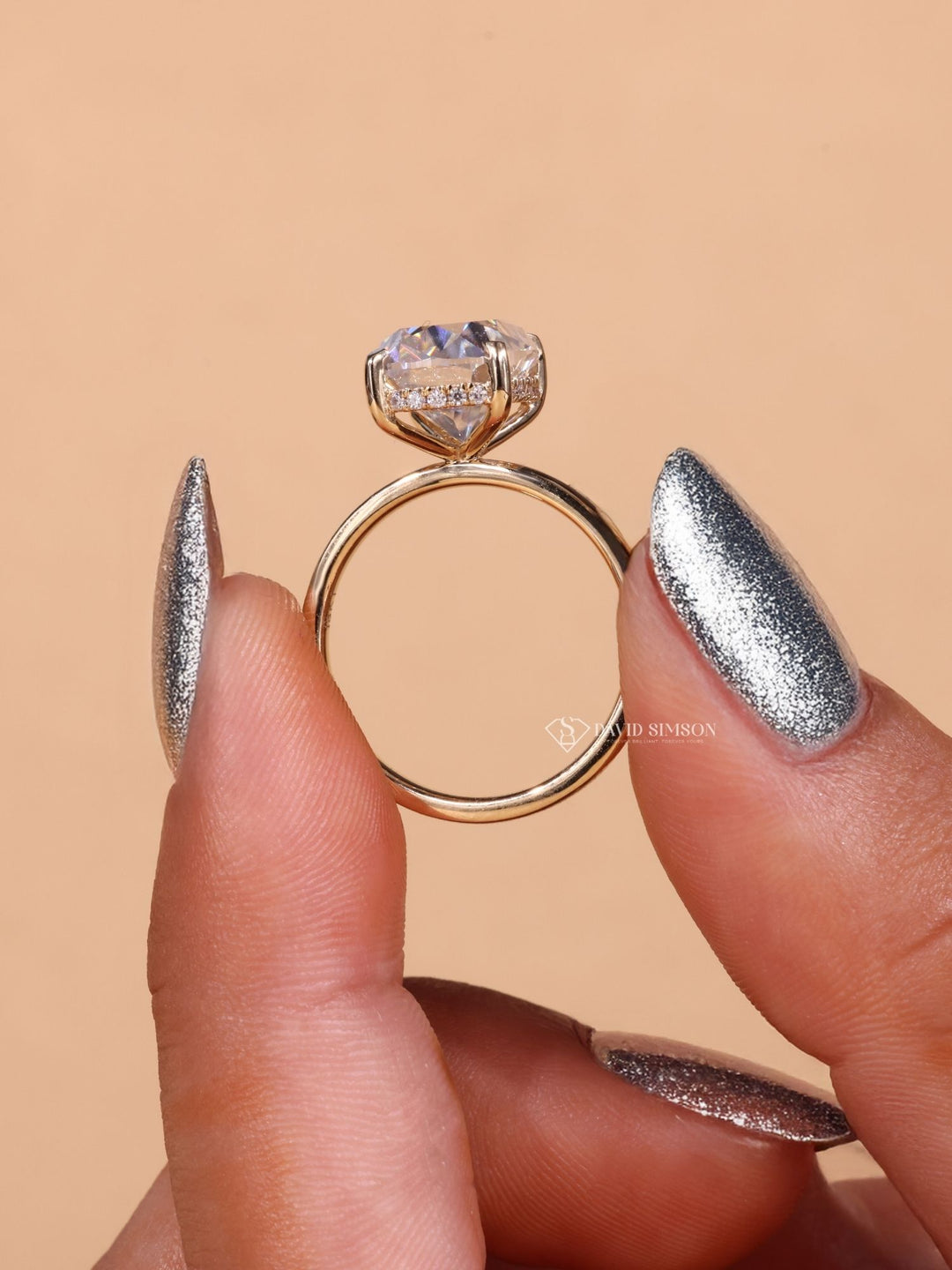 2.0CT-3.0CT Elongated Cushion Cut Diamond Hidden Halo Engagement Ring