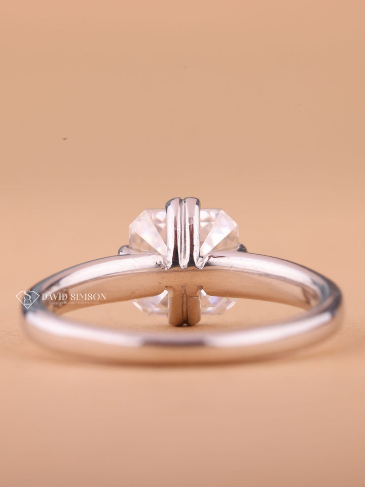 1.50CT-2.50CT Asscher Cut Moissanite Solitaire Diamond Engagement Ring