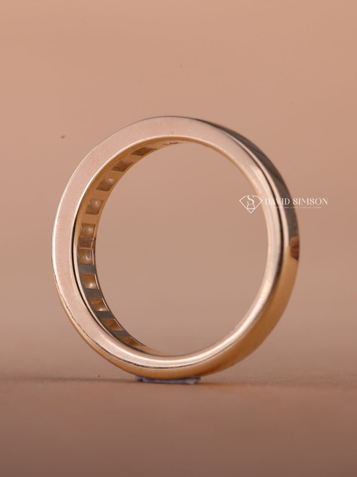 Princess Cut Moissanite Diamond Half Eternity Flush Set Wedding Band